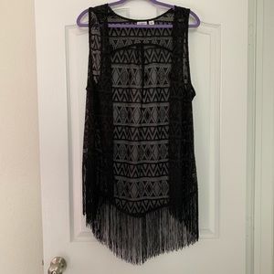 CATO Black Fringe Vest size L